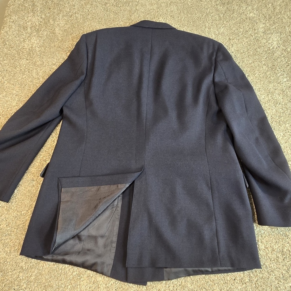Stafford Blazer Men 44L Navy Blue Gold Button Double Breasted Sports Coat Jacket - Picture 10 of 10